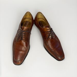 MEZLAN MENS SOLID COGNAC BROWN LACE-UP OXFORD TOE LEATHER DRESS SHOES-9.5 M